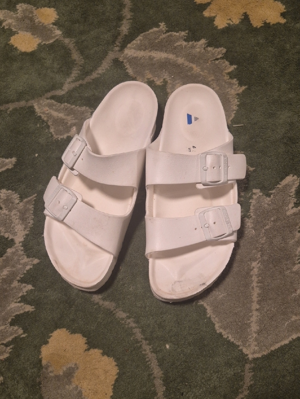 Kids White Double-Buckle Slide Sandals